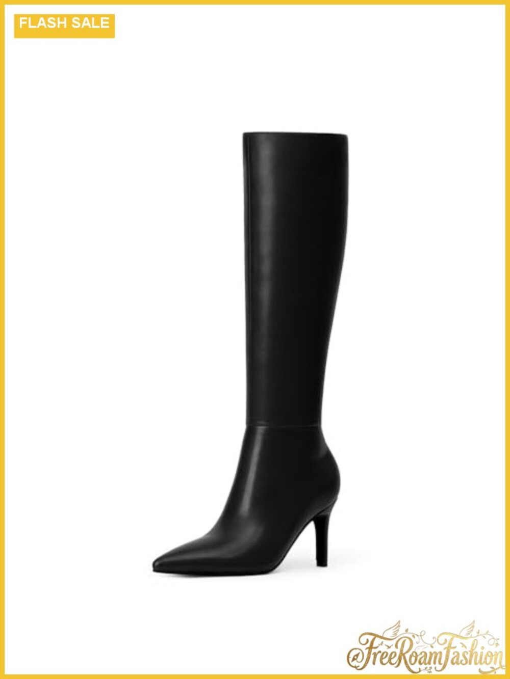 Knee High Boots Pointed Toe Stiletto Heel Faux Leather Tall Boots